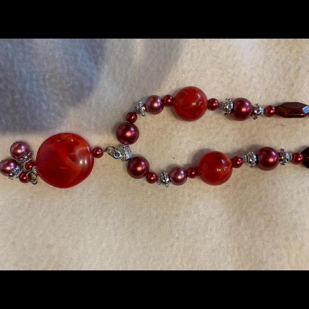 Red long necklace -15”
